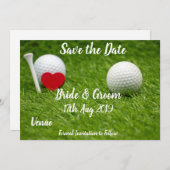 Golf Save the date for bruiloft with love and ball Kaart (Voorkant / Achterkant)