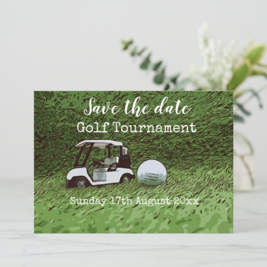 Golf Save the date for golf toernooi with cart (Staand voorkant)