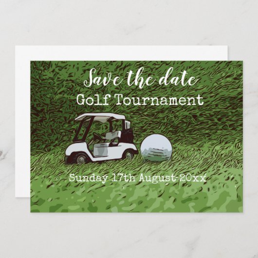 Golf Save the date for golf toernooi with cart (Voorkant / Achterkant)