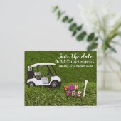 Golf Save the date for golf toernooi with cart Briefkaart (Staand voorkant)