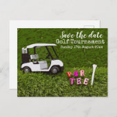 Golf Save the date for golf toernooi with cart Briefkaart (Voorkant / Achterkant)