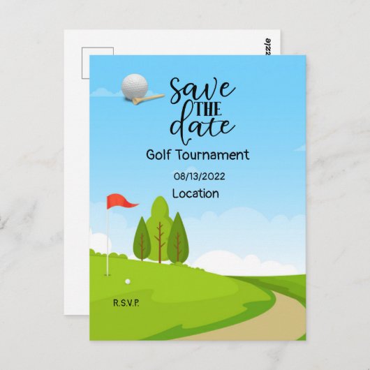 Golf Save the Date for Golf Tournament Golfer Briefkaart (Voorkant / Achterkant)