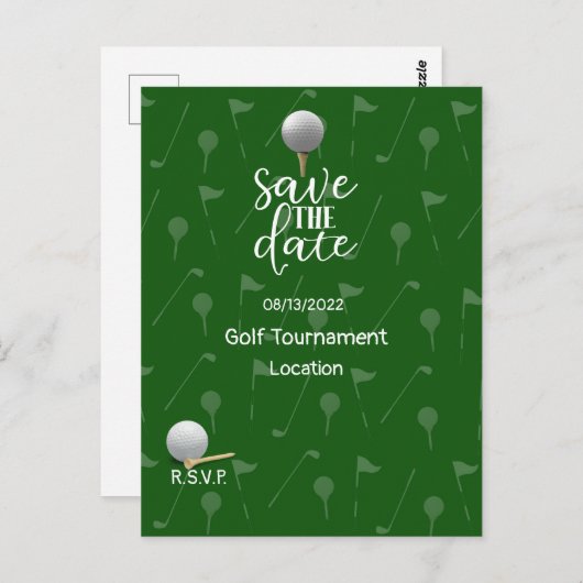 Golf Save the Date for Golf Tournament Golfer Briefkaart (Voorkant / Achterkant)