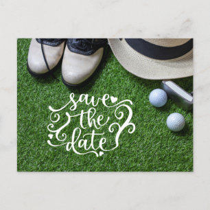 Golf Save the Date for Golfer Party with golf ball Uitnodiging Briefkaart