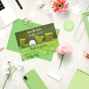 Golf Save the date for golfer with love Uitnodiging Briefkaart