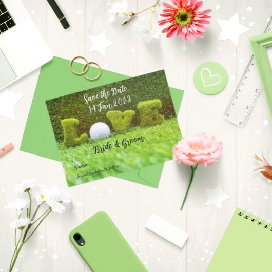 Golf Save the date for golfer with love Uitnodiging Briefkaart