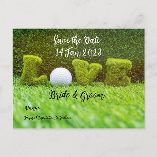 Golf Save the date for golfer with love Uitnodiging Briefkaart (Voorkant)