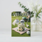Golf save the date for our wedding with golf balls briefkaart (Staand voorkant)