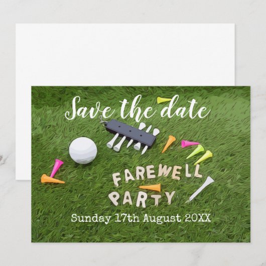 Golf Save the date Golf Afscheidsfeest met bal (Voorkant / Achterkant)