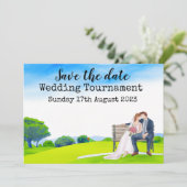 Golf Save the date Golf Bruiloft Watercolor  Kaart (Staand voorkant)