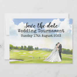 Golf Save the date Golf Huwelijk Watercolor  Uitno Kaart