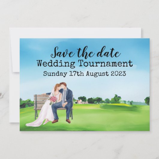 Golf Save the date Golf Huwelijk Waterverf  Kaart (Voorkant)