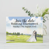 Golf Save the date Golf Huwelijk Waterverf  Uitnod Kaart (Staand voorkant)