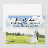 Golf Save the date Golf Huwelijk Waterverf  Uitnod Kaart (Voorkant / Achterkant)