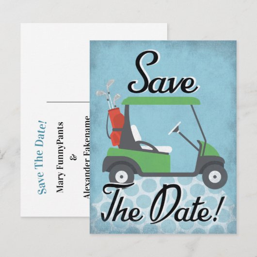 Golf Save the Date - Golf Party Golfing Event Aankondigingskaart (Voorkant / Achterkant)