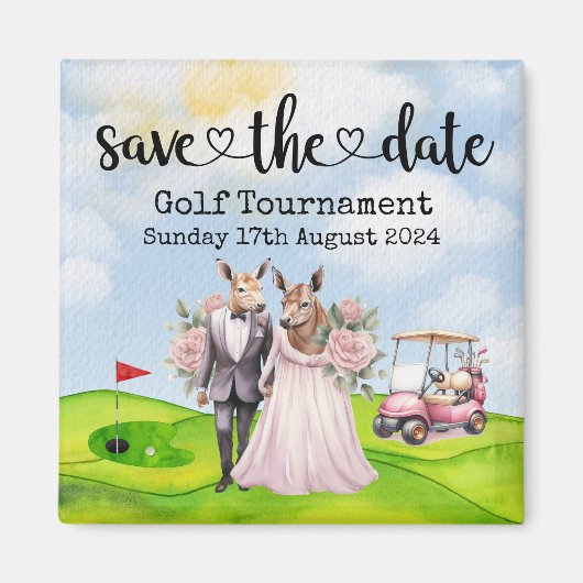 Golf Save the date Golf Toernooi golfer Bruiloft Magneet (Voorkant)