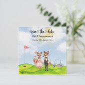 Golf Save the date Golf Toernooi golfer Huwelijk (Staand voorkant)