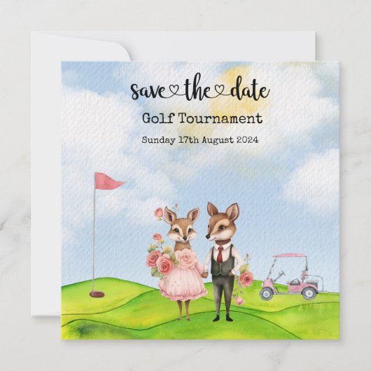 Golf Save the date Golf Toernooi golfer Huwelijk (Voorkant)