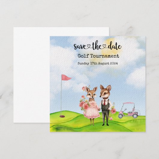 Golf Save the date Golf Toernooi golfer Trouwen (Voorkant / Achterkant)