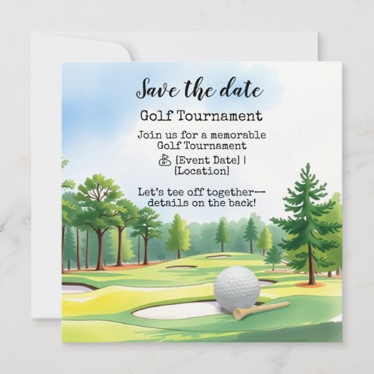 Golf Save the date Golf Tournament Aankondiging (Voorkant)