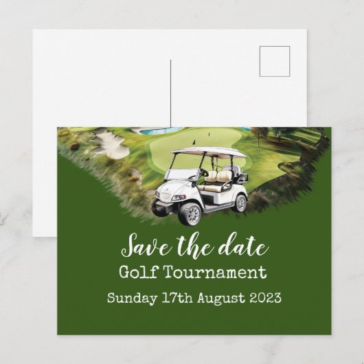 Golf Save the date Golf Tournament Aankondigingskaart (Voorkant / Achterkant)