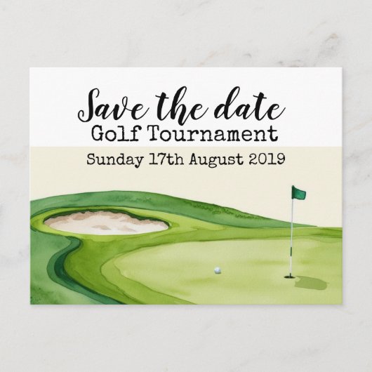 Golf Save the date Golf Tournament Aankondigingskaart (Voorkant)