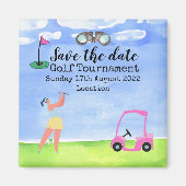 Golf Save the date Golf Tournament golfer Magnet (Voorkant)