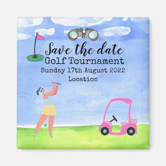 Golf Save the date Golf Tournament golfer Magnet (Voorkant)