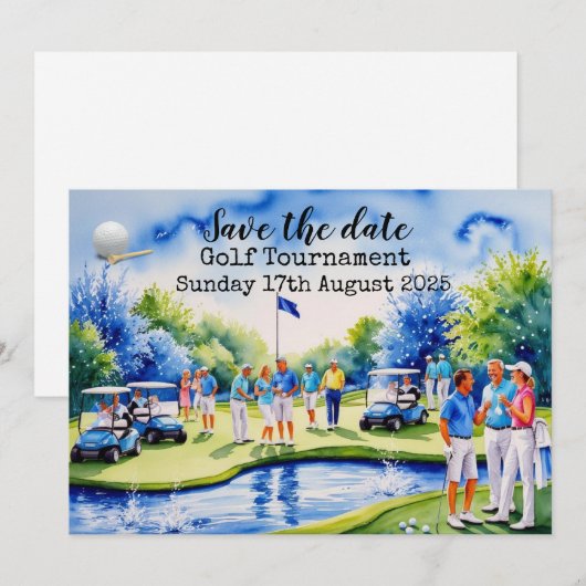 Golf Save the date Golf Tournament Kaart (Voorkant / Achterkant)