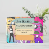 Golf Save the date Golf Tournament kleurful (Staand voorkant)