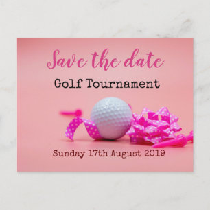 Golf Save the date Golf Tournament on roze Aankondigingskaart