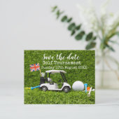 Golf Save the date Golf Tournament Union Jack Flag Aankondigingskaart (Staand voorkant)