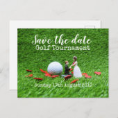 Golf Save the date Golf Tournament Wedding Aankondigingskaart (Voorkant / Achterkant)