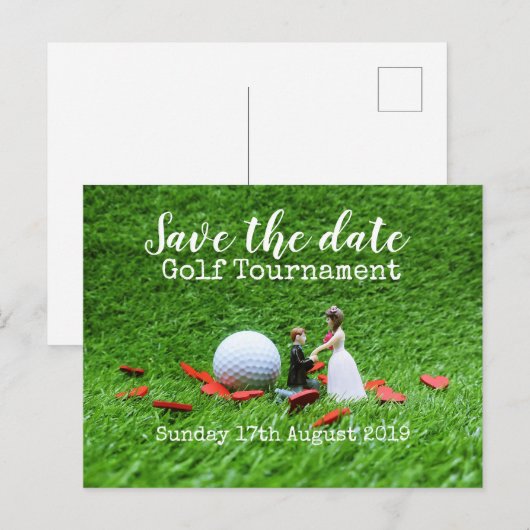 Golf Save the date Golf Tournament Wedding Aankondigingskaart (Voorkant / Achterkant)