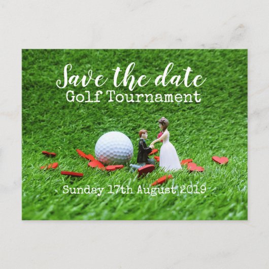 Golf Save the date Golf Tournament Wedding Aankondigingskaart (Voorkant)