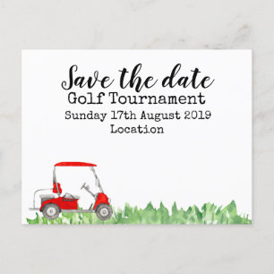 Golf Save the date Golf Tournament with golf cart Aankondigingskaart