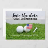 Golf Save the date Golf Tournament with U.S.A.flag (Voorkant / Achterkant)