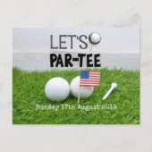 Golf Save the date Golf Tournament with U.S.A.flag Aankondigingskaart (Voorkant)