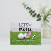 Golf Save the date Golf Tournament with U.S.A.flag Aankondigingskaart (Staand voorkant)