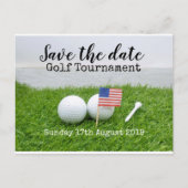 Golf Save the date Golf Tournament with U.S.A.flag Aankondigingskaart (Voorkant)