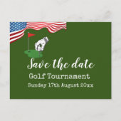 Golf Save the date Golf Tournament with U.S.A.flag Aankondigingskaart (Voorkant)