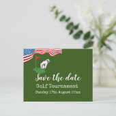 Golf Save the date Golf Tournament with U.S.A.flag Aankondigingskaart (Staand voorkant)