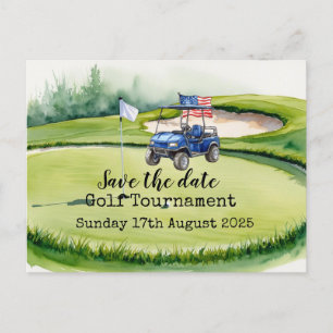 Golf Save the date Golf Tournament with U.S.A.flag Aankondigingskaart