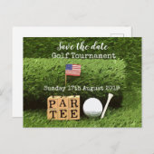 Golf Save the date Golf Tournament with U.S.A.flag Aankondigingskaart (Voorkant / Achterkant)