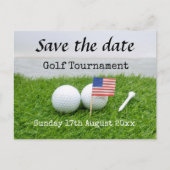 Golf Save the date Golf Tournament with U.S.A.flag Aankondigingskaart (Voorkant)