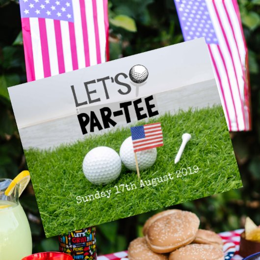 Golf Save the date Golf Tournament with U.S.A.flag Aankondigingskaart