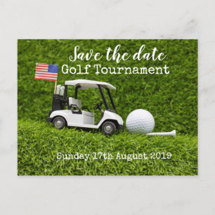 Golf Save the date Golf Tournament with U.S.A.flag Aankondigingskaart