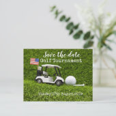 Golf Save the date Golf Tournament with U.S.A.flag Aankondigingskaart (Staand voorkant)