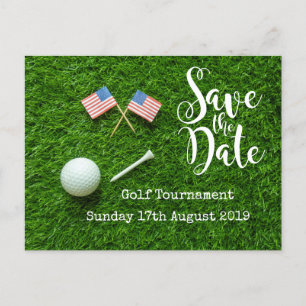 Golf Save the date Golf Tournament with U.S.A.flag Aankondigingskaart
