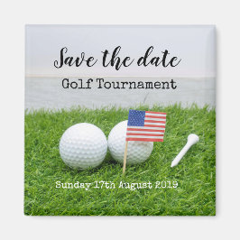 Golf Save the date Golf Tournament with U.S.A.flag Magneet